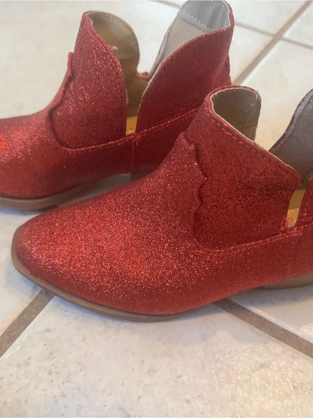 Jelly pop Sz 13 Girls Sparkling Red Glitter Ankle Boots
